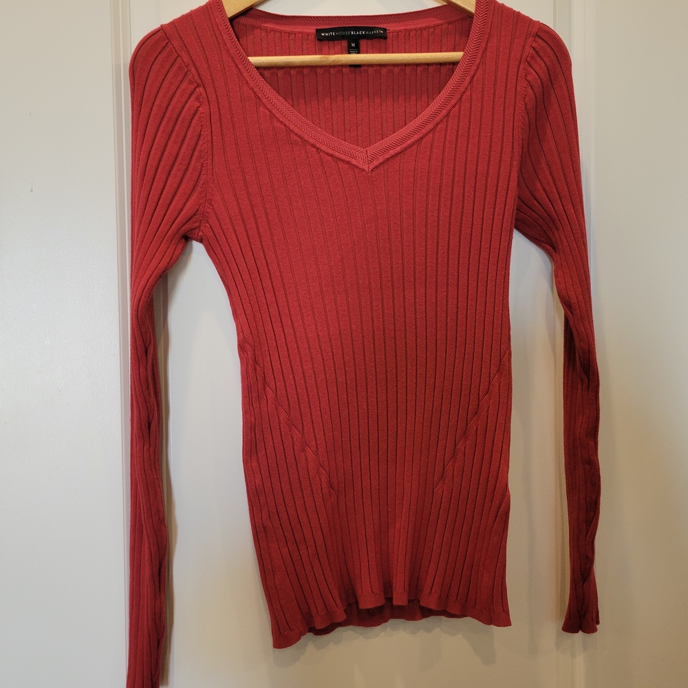 White House Black Market Ribbed Long Sleeve Top